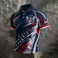 Men's American Patriotic Eagle Emblem Sport Short Sleeve Polo Shirt