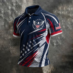 Men's American Patriotic Eagle Emblem Sport Short Sleeve Polo Shirt
