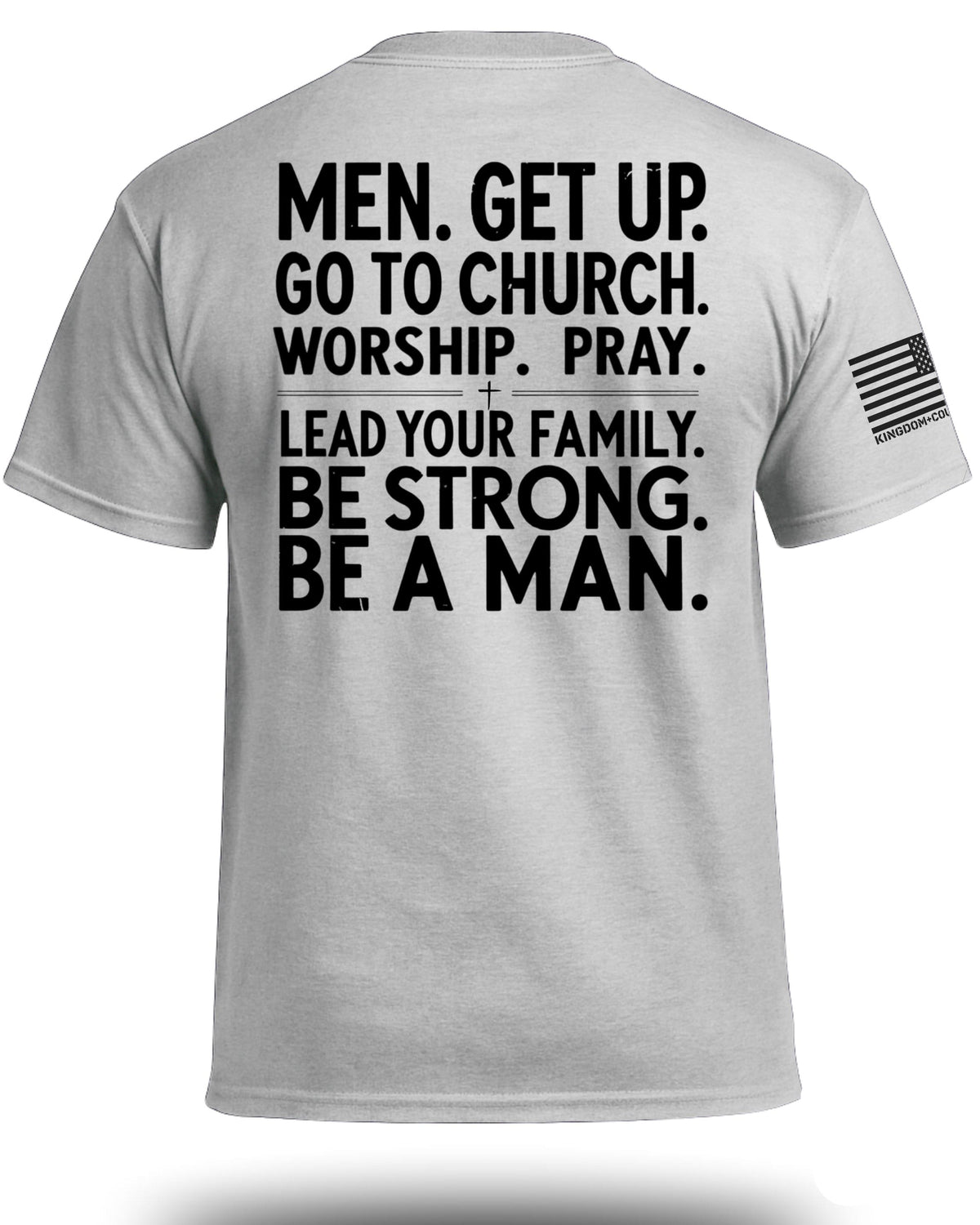 Herren-T-Shirt mit Aufdruck „Men Get Up“