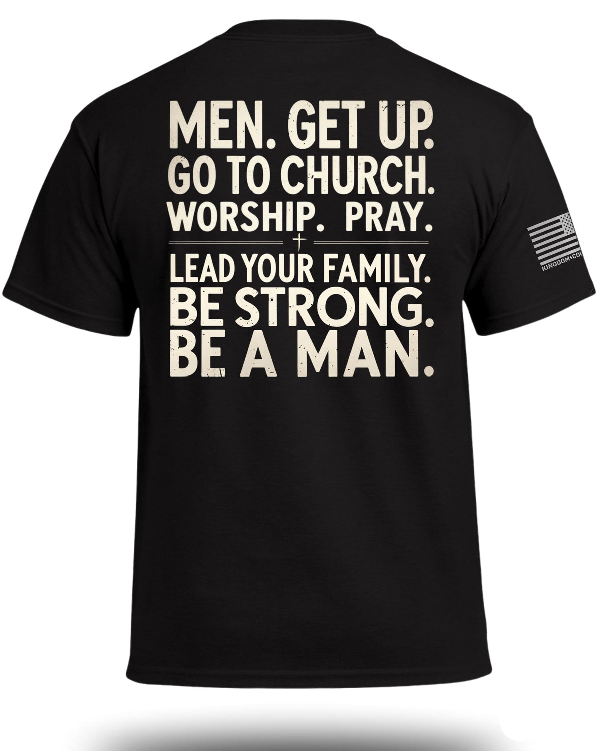 Herren-T-Shirt mit Aufdruck „Men Get Up“