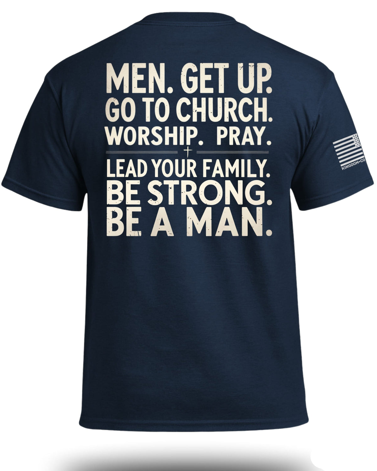 Herren-T-Shirt mit Aufdruck „Men Get Up“