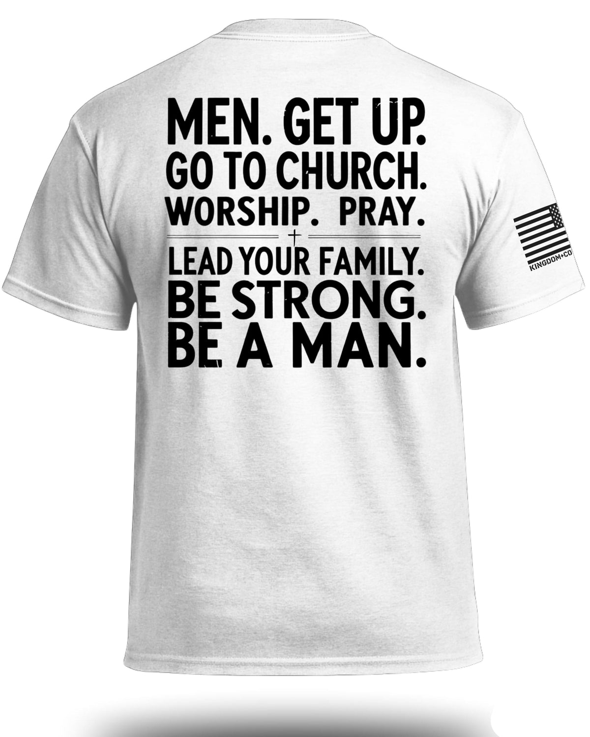 Herren-T-Shirt mit Aufdruck „Men Get Up“