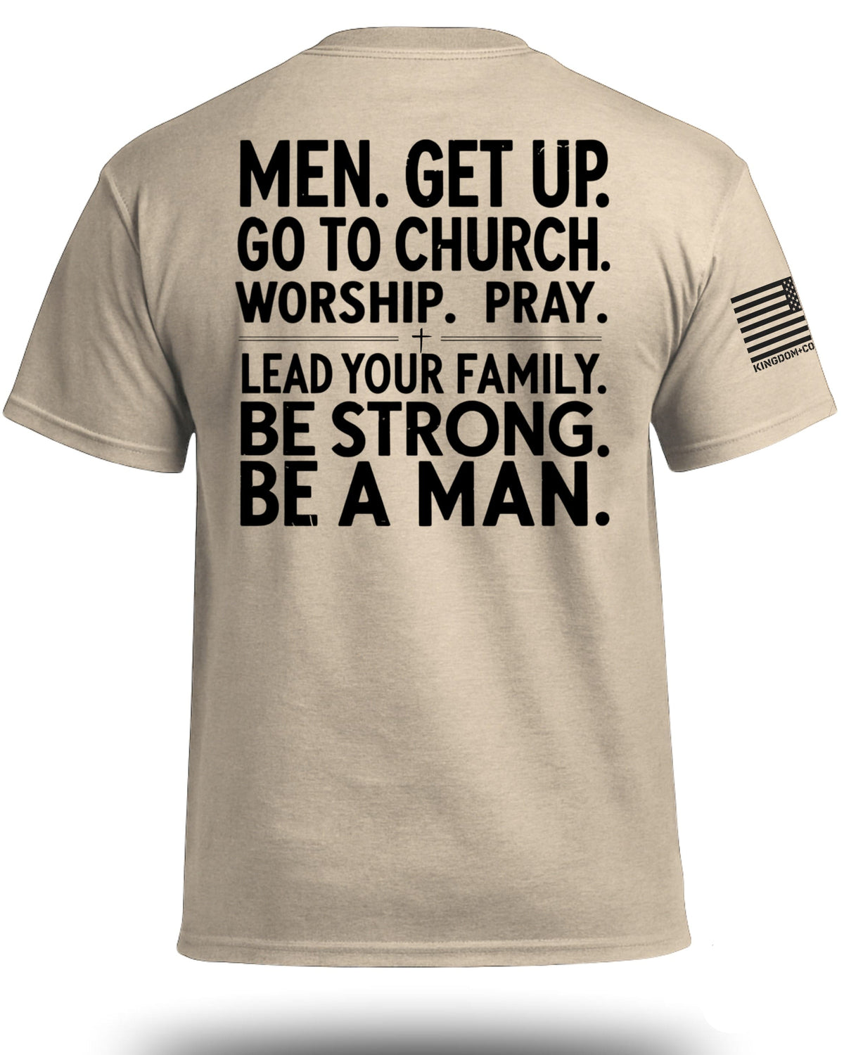 Herren-T-Shirt mit Aufdruck „Men Get Up“