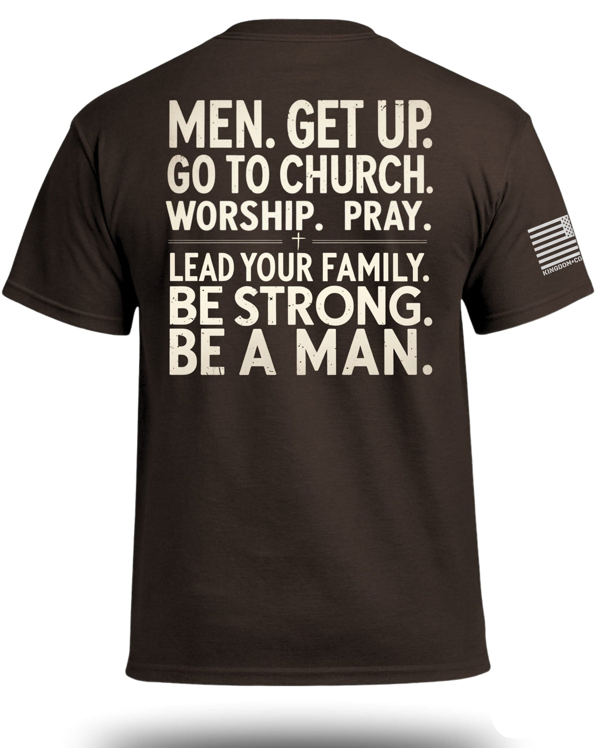 Herren-T-Shirt mit Aufdruck „Men Get Up“