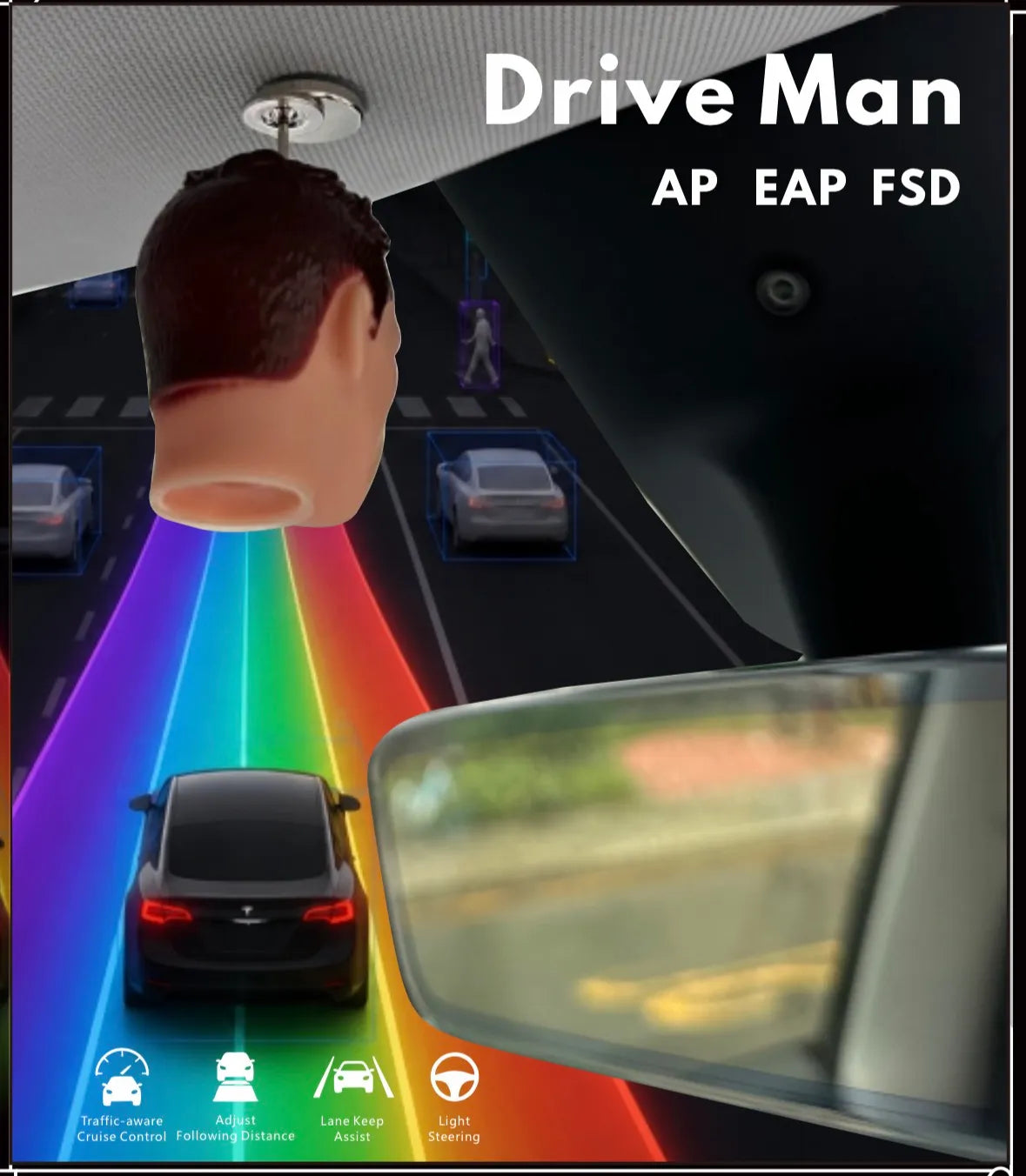 Einfach zu installierende FSD-Bitte-nicht-stören-Modifikationslösung, Perfekt modifizierte Figur, Passend für Model 3 / Model Y /Model S/Model X/Cybertruck, Kostenloser Versand
