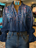 Women's Retro Casual Western Pattern Shirt