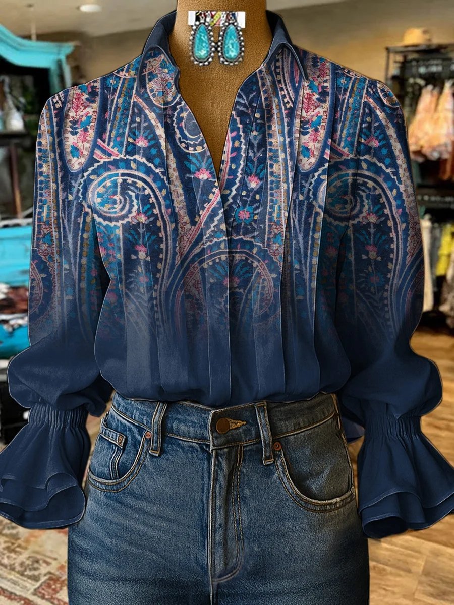 Women's Retro Casual Western Pattern Shirt