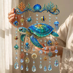 🔥🐋🐢🐬Ocean-Themed Crystal Wind Chime â€?🌊Bring the Ocean Glow to Your Garden