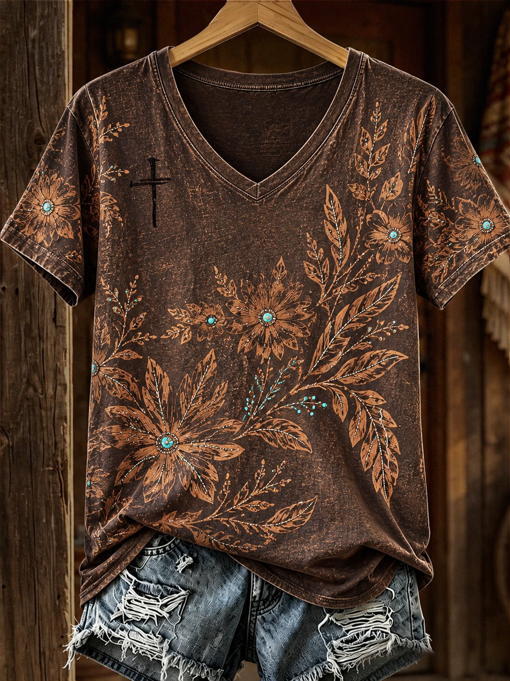 Women's Retro Western Print Casual Top