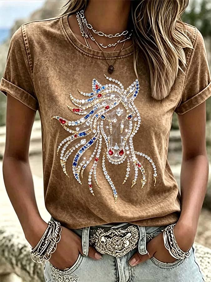 Women'S Casual Retro Print Top