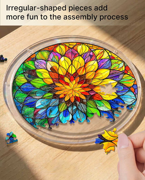 Atrapasol de rompecabezas de acrílico - Mandala de flores del espectro