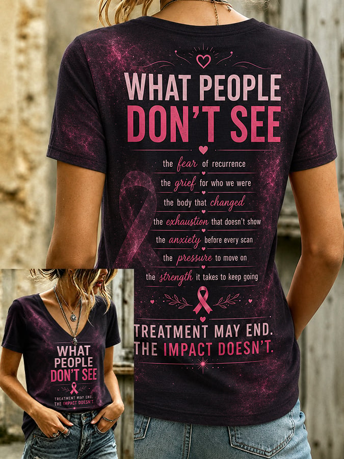 Women's Casual Breast Cancer Awareness Print Top