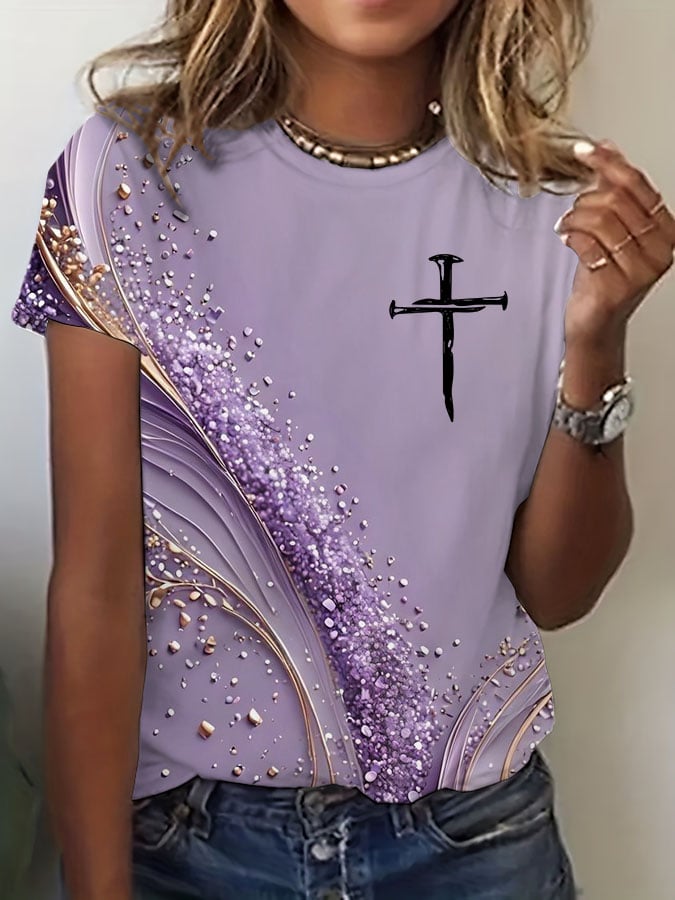 Damen bedrucktes Kurzarm-T-Shirt