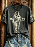 Damen T-Shirt mit Aufdruck „He Left The 99“, leger