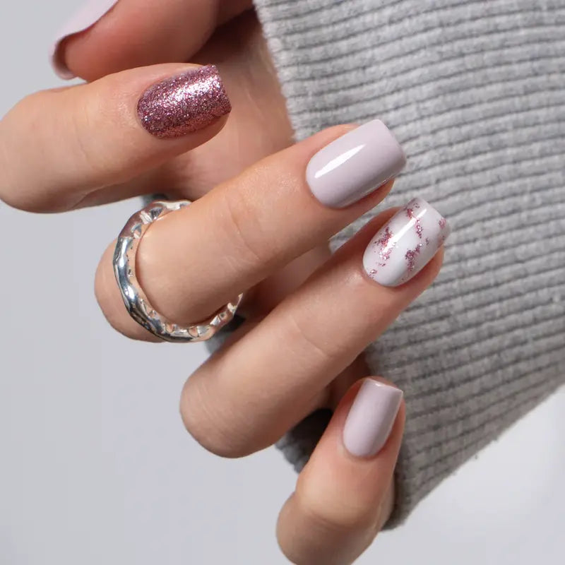 30-Piece Blush Glossy Press-On Nails – Short Natural Everyday Manicure