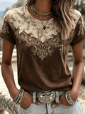 Women's Retro Western Style Faith  Print T-shirt