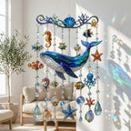 🔥🐋🐢🐬Ocean-Themed Crystal Wind Chime â€?🌊Bring the Ocean Glow to Your Garden