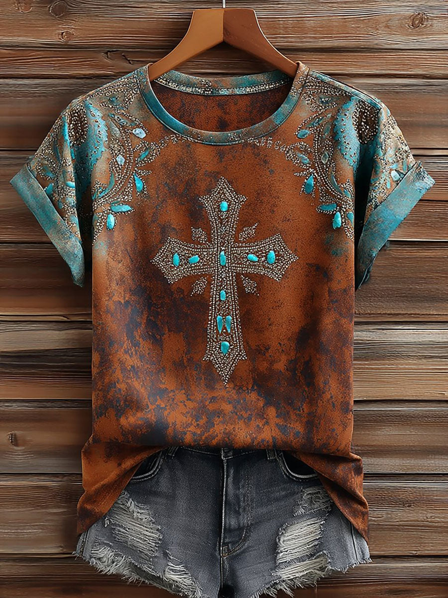 Women'S Casual Retro Western-Style Faith T-Shirt