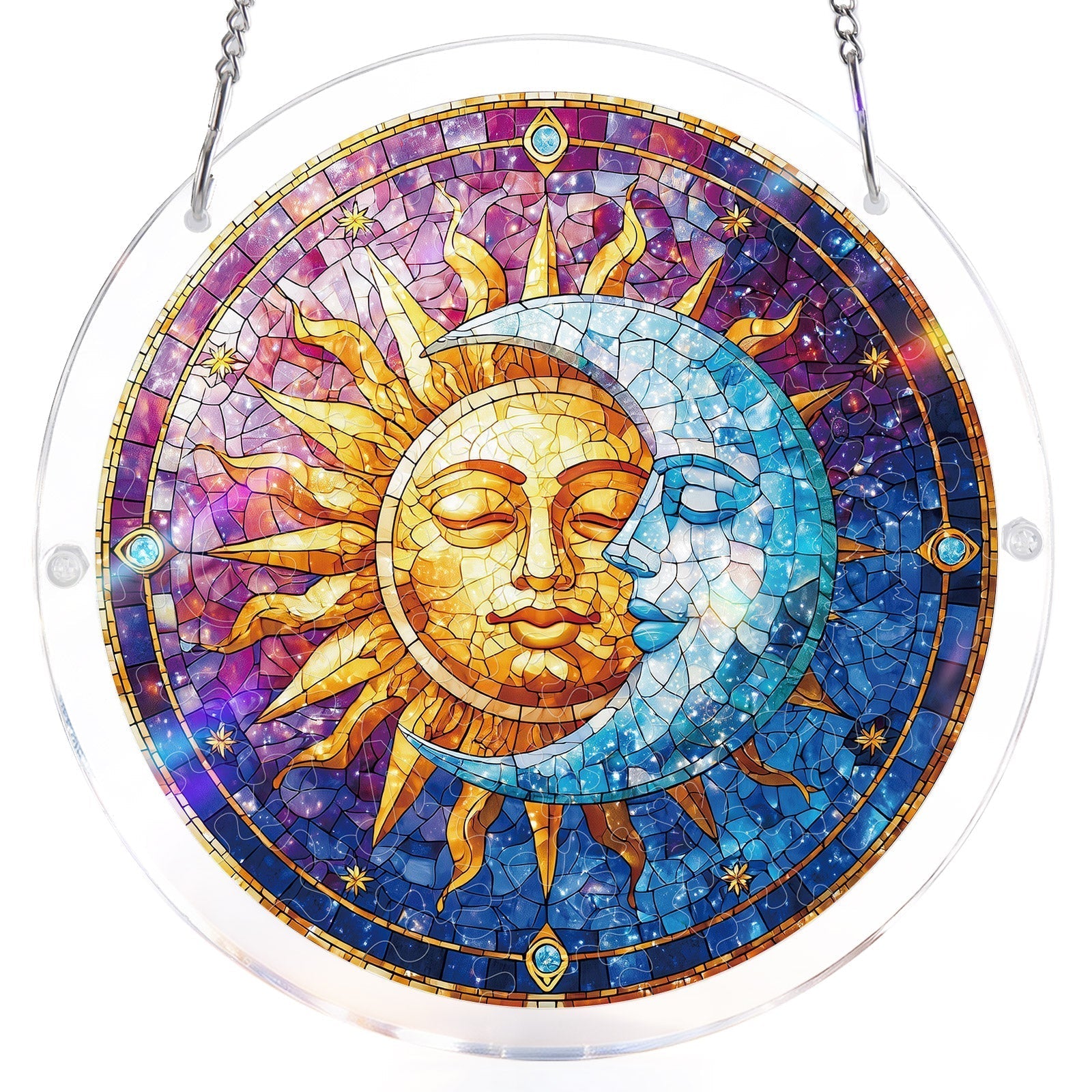 Sonne und Mond im Einklang Lichter-Sonnenfänger-Acrylfensterkunst