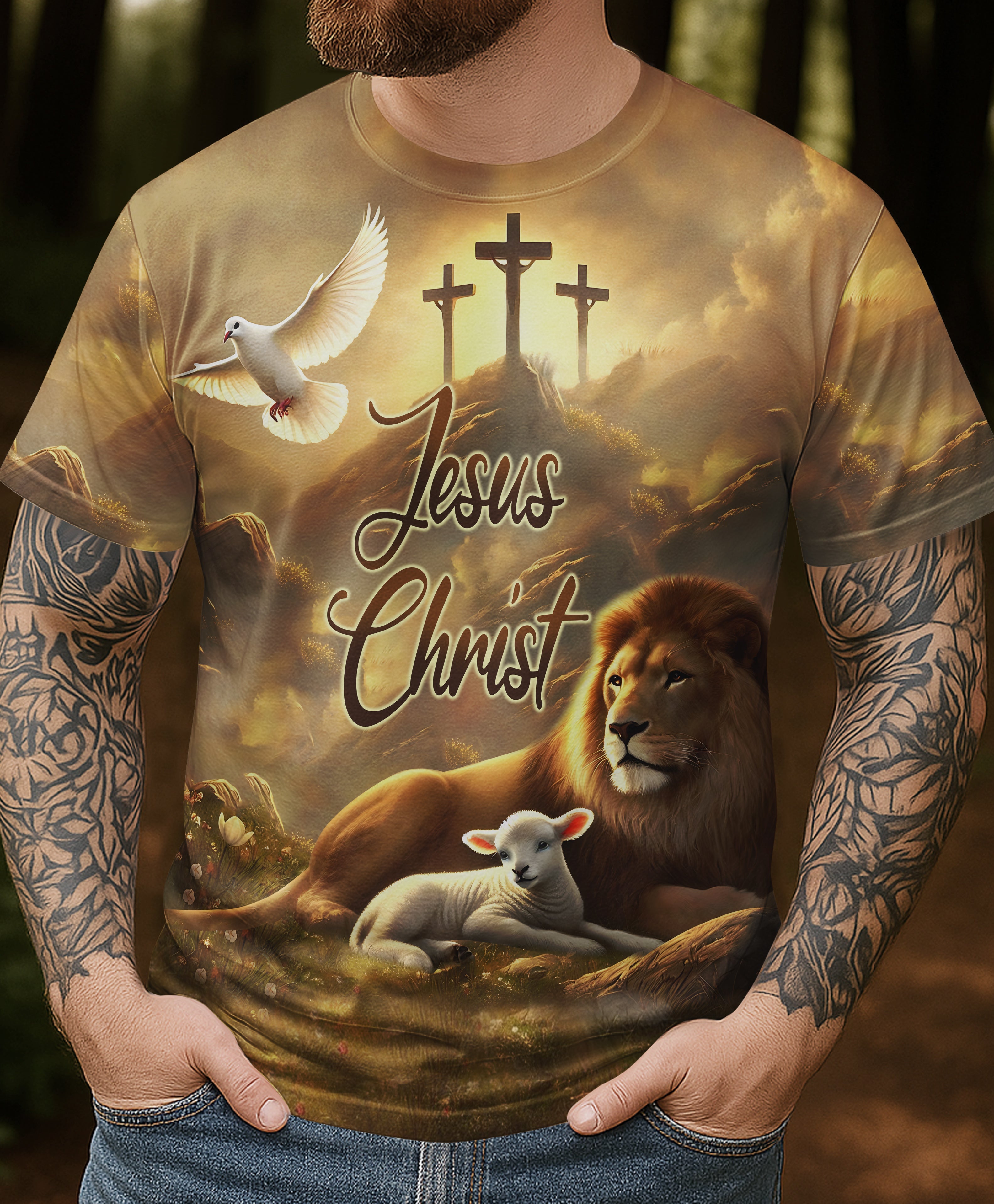Sacrificed As A Lamb Returning As A Lion All Over Print T-shirt