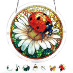 Ladybug on Daisy Light Suncatcher-Acrylic Window Art