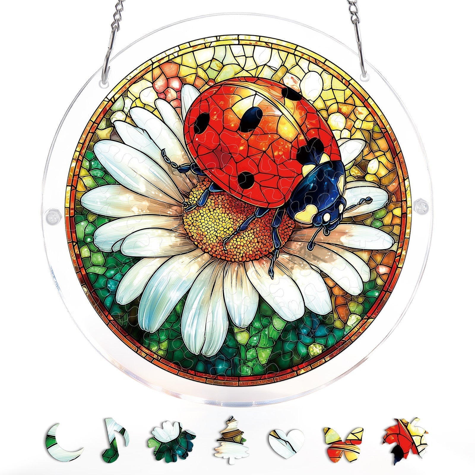 Ladybug on Daisy Light Suncatcher-Acrylic Window Art