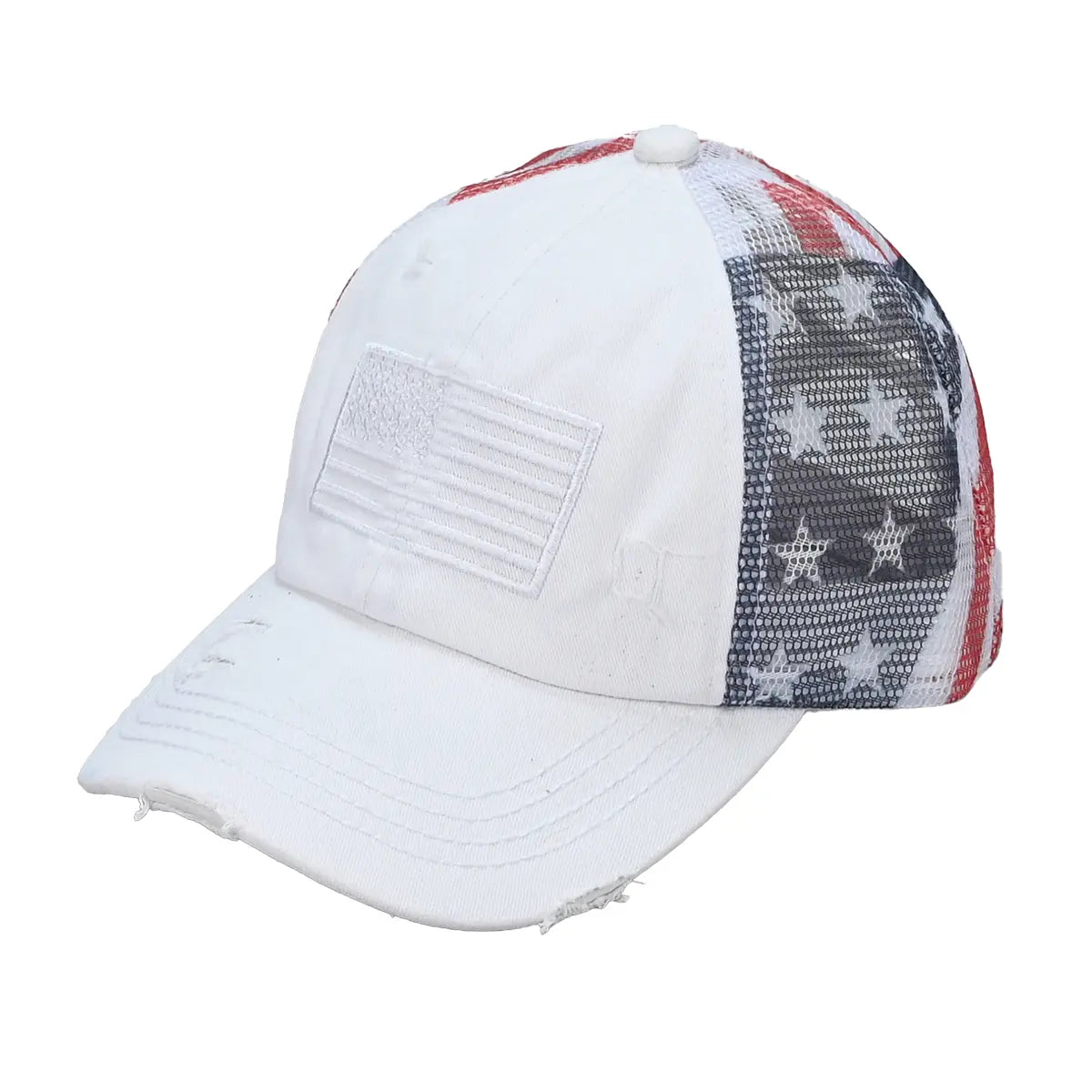 Women's American Flag Cotton Baseball Cap with Criss-Cross Back