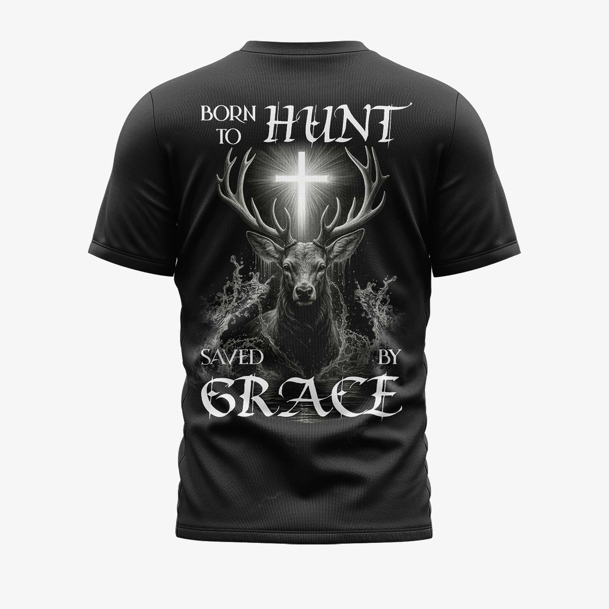 Born To Hunt Saved By Grace All Over Print Custom Name T-Shirt