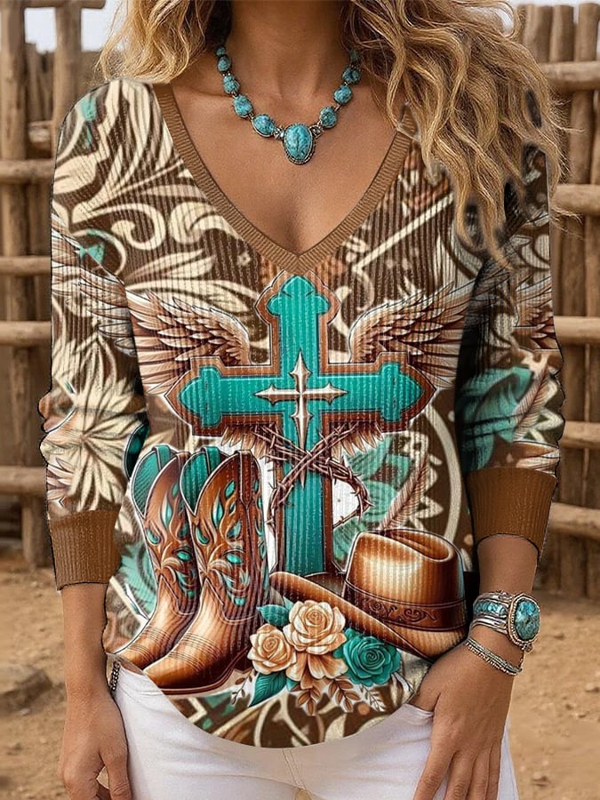 Women's Western Ethnic Print Top