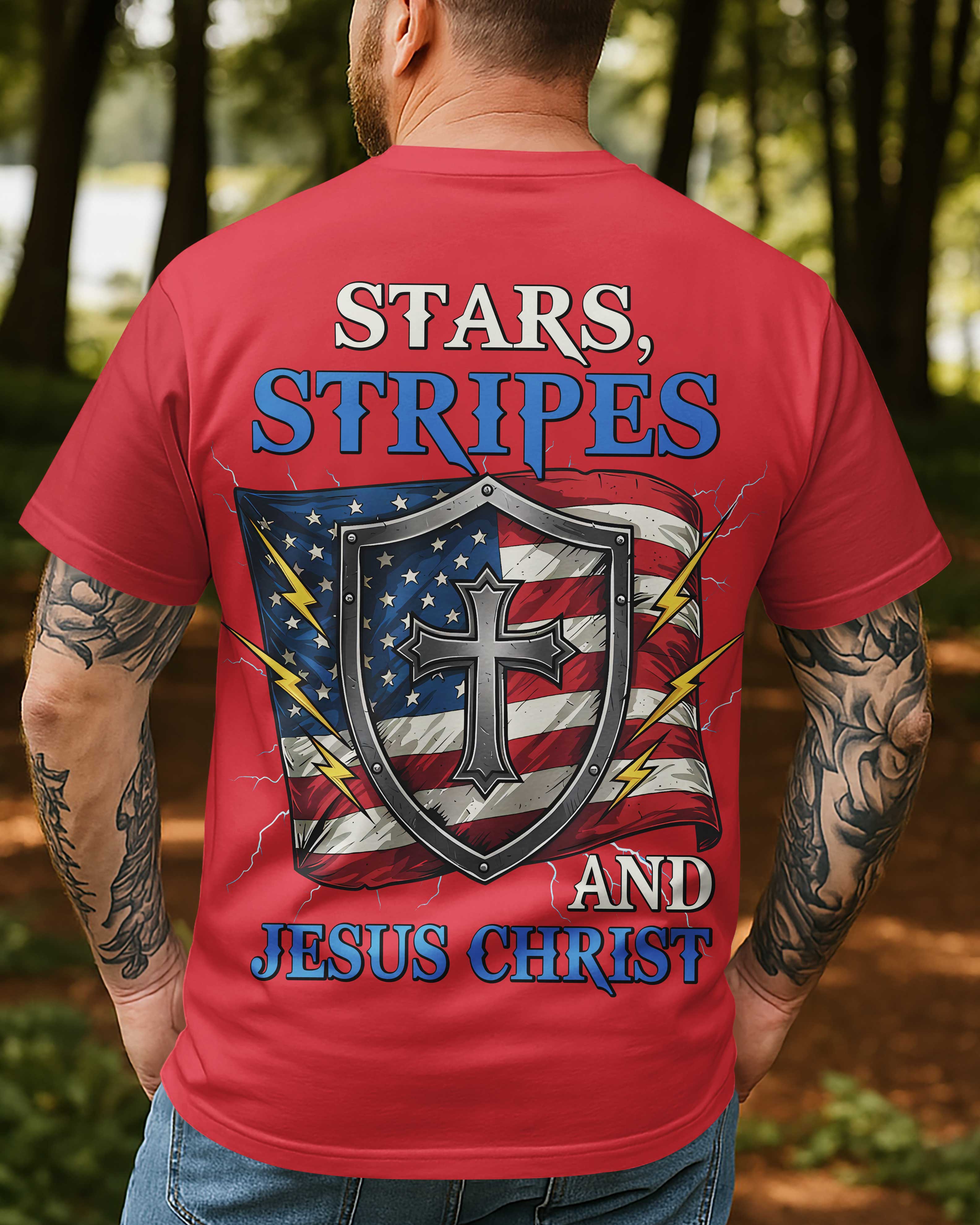 Camiseta Estrellas, franjas y Jesucristo