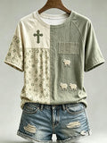 Damen T-Shirt mit Rundhalsausschnitt und Jesus denkt, ich bin entzückend-Aufdruck