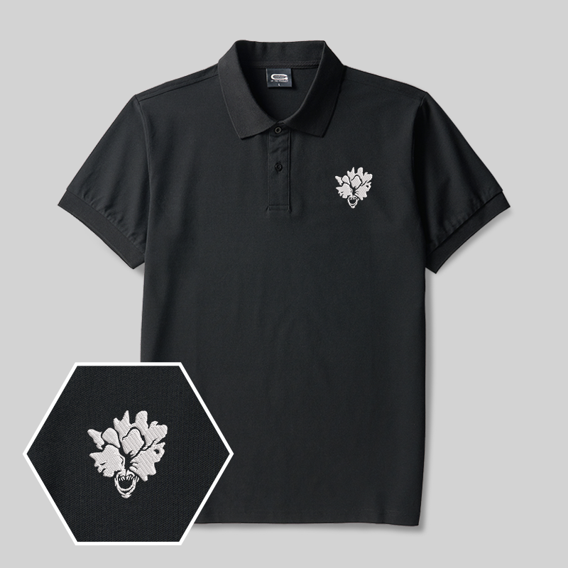 Clicker Emblem Geek Embroidered Polo Shirt