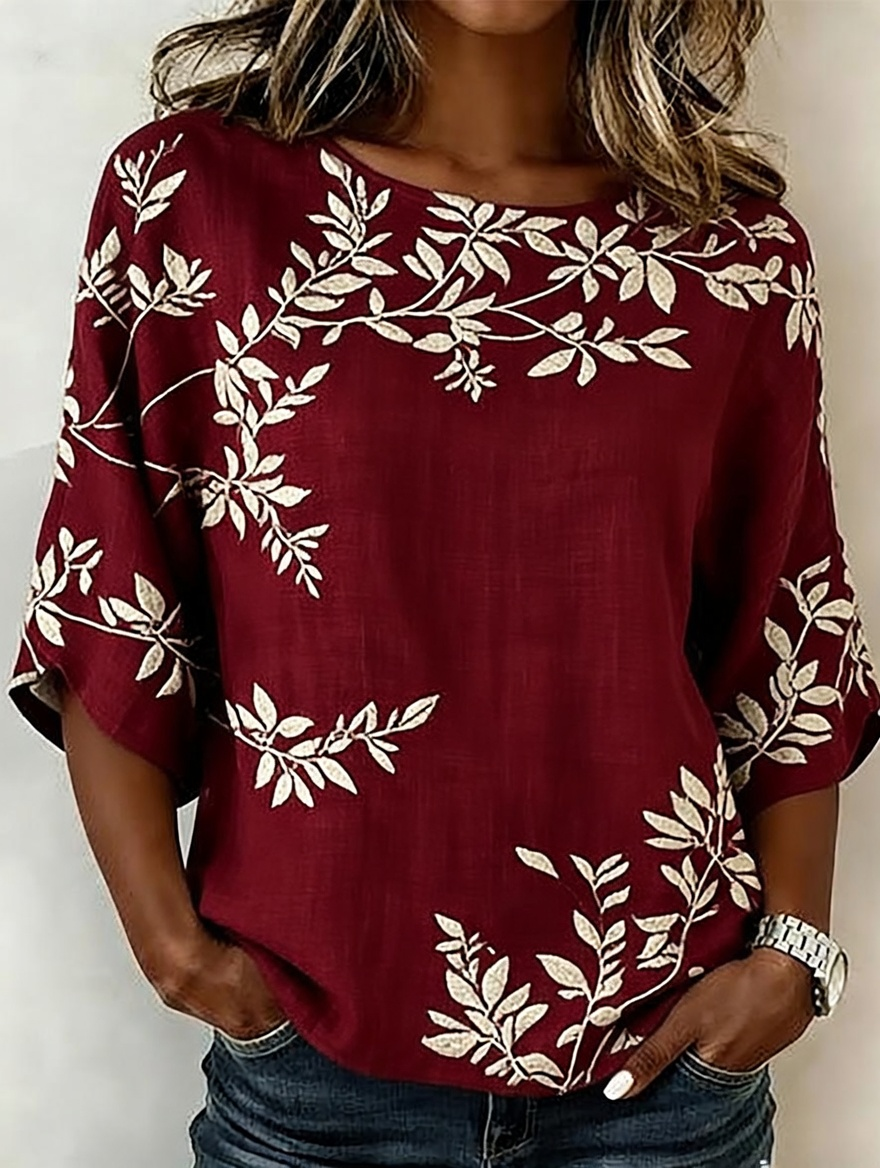 Tops estampados de lino y algodón para mujer