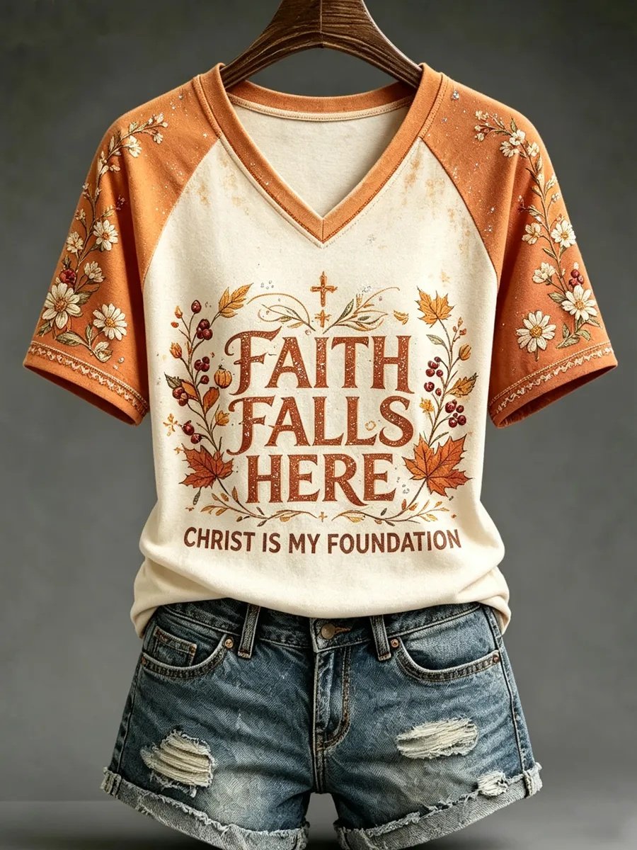 Women's Fall Casual Faith Graphic Print T-Shirt