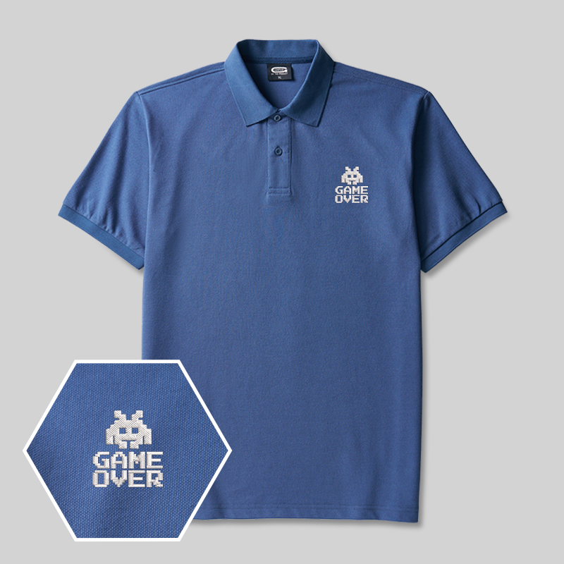 Game Over Geek Embroidered Polo Shirt