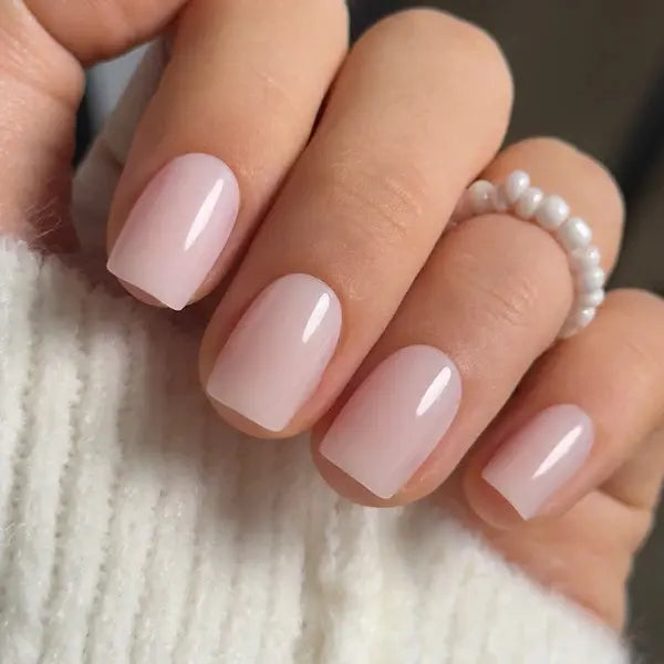 30-Piece Blush Glossy Press-On Nails – Short Natural Everyday Manicure