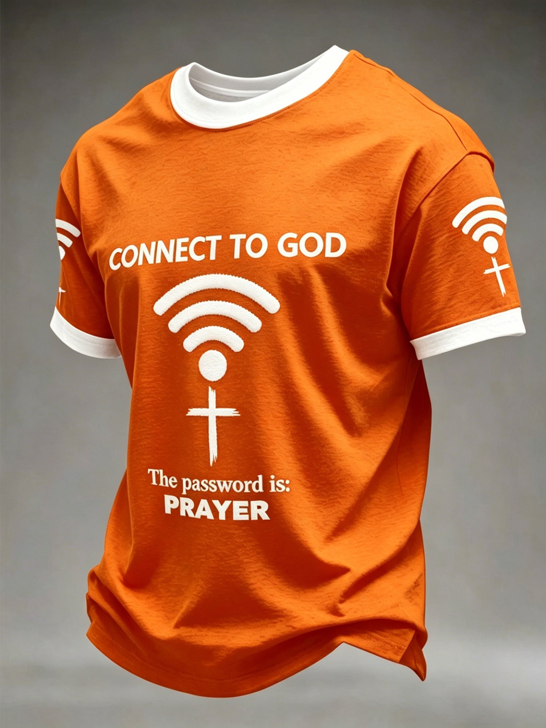 T-shirt décontracté pour homme imprimé "Connectez-vous à Dieu, le mot de passe est la prière"