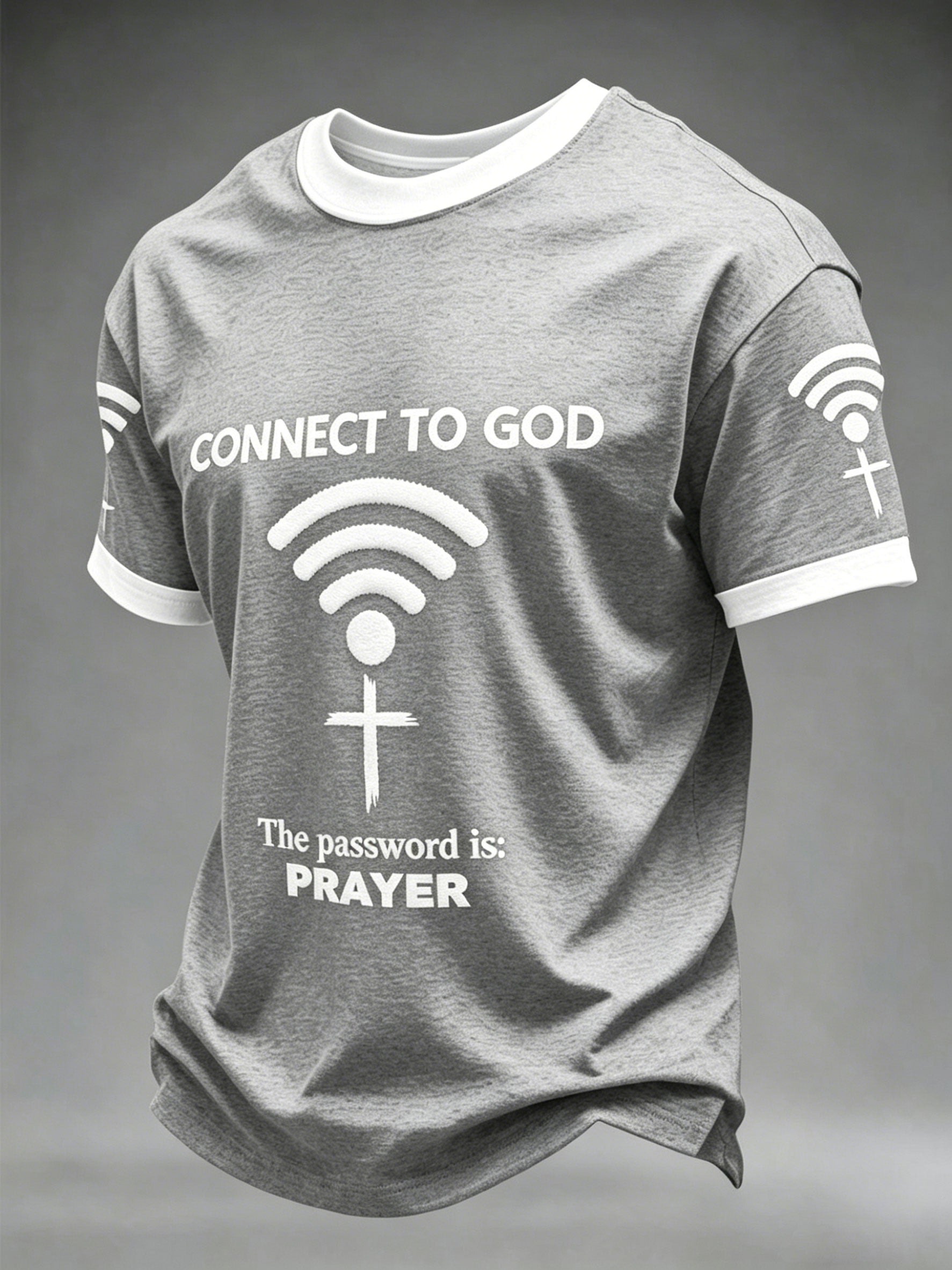 T-shirt décontracté pour homme imprimé "Connectez-vous à Dieu, le mot de passe est la prière"