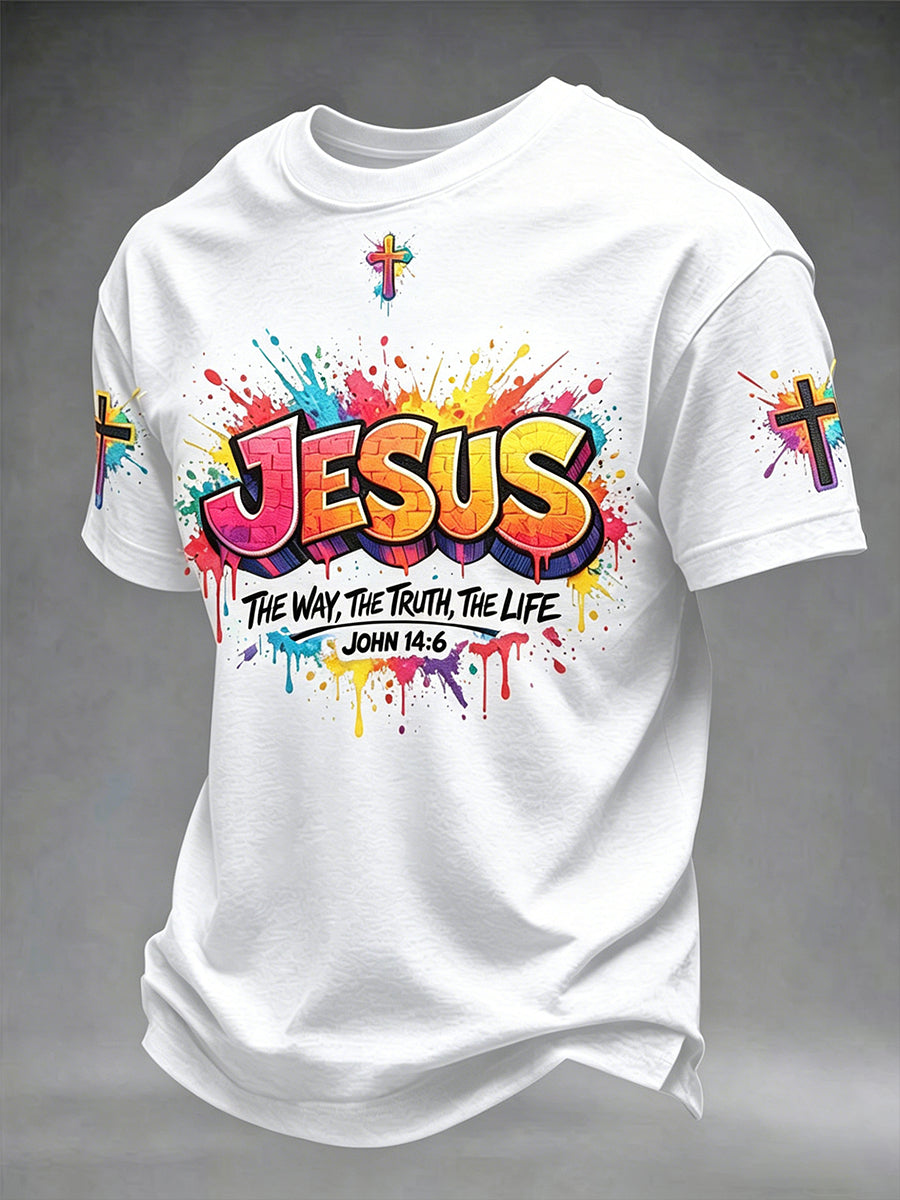 T-shirt homme chrétien Jésus croix manches courtes