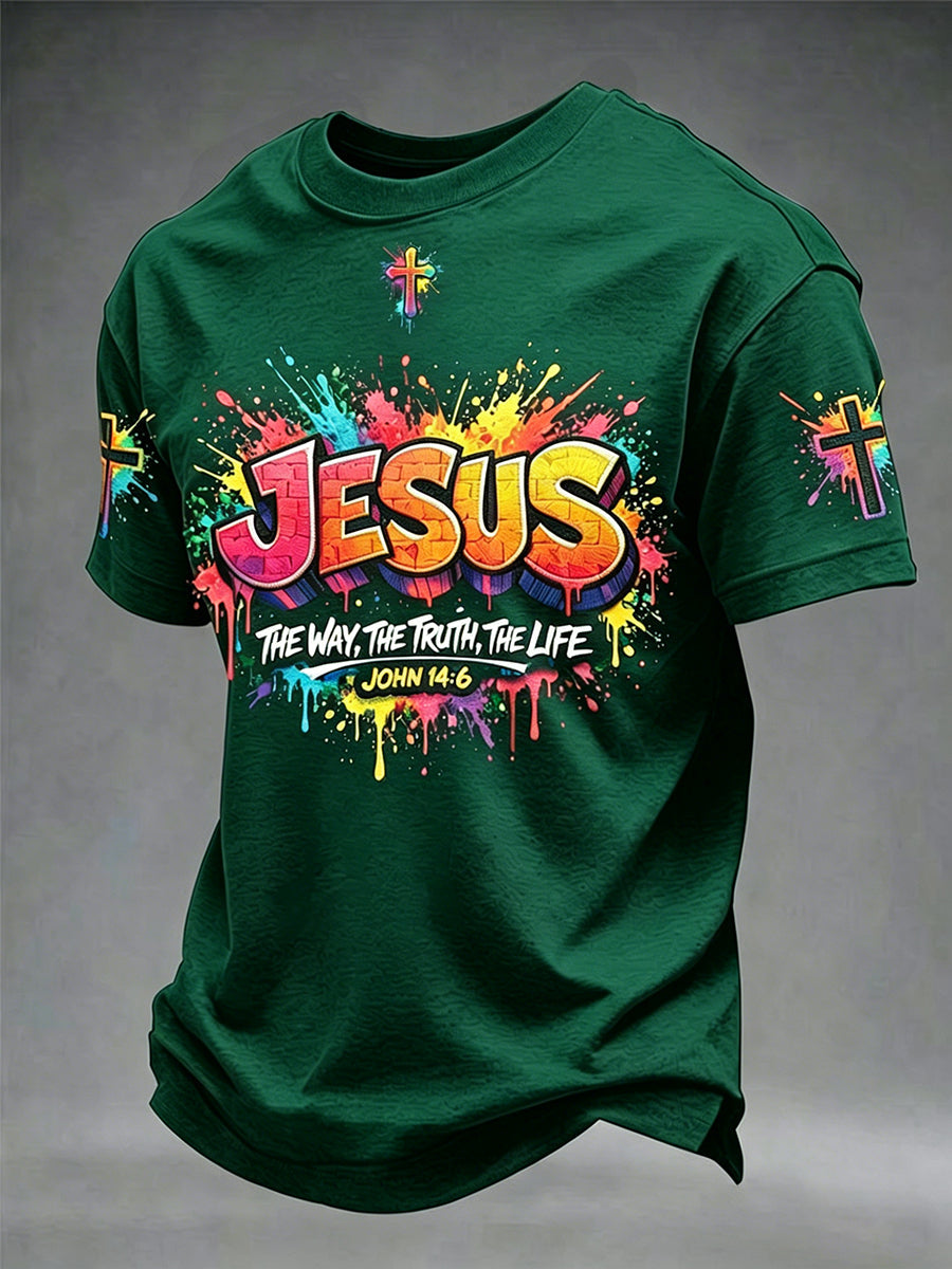 T-shirt homme chrétien Jésus croix manches courtes