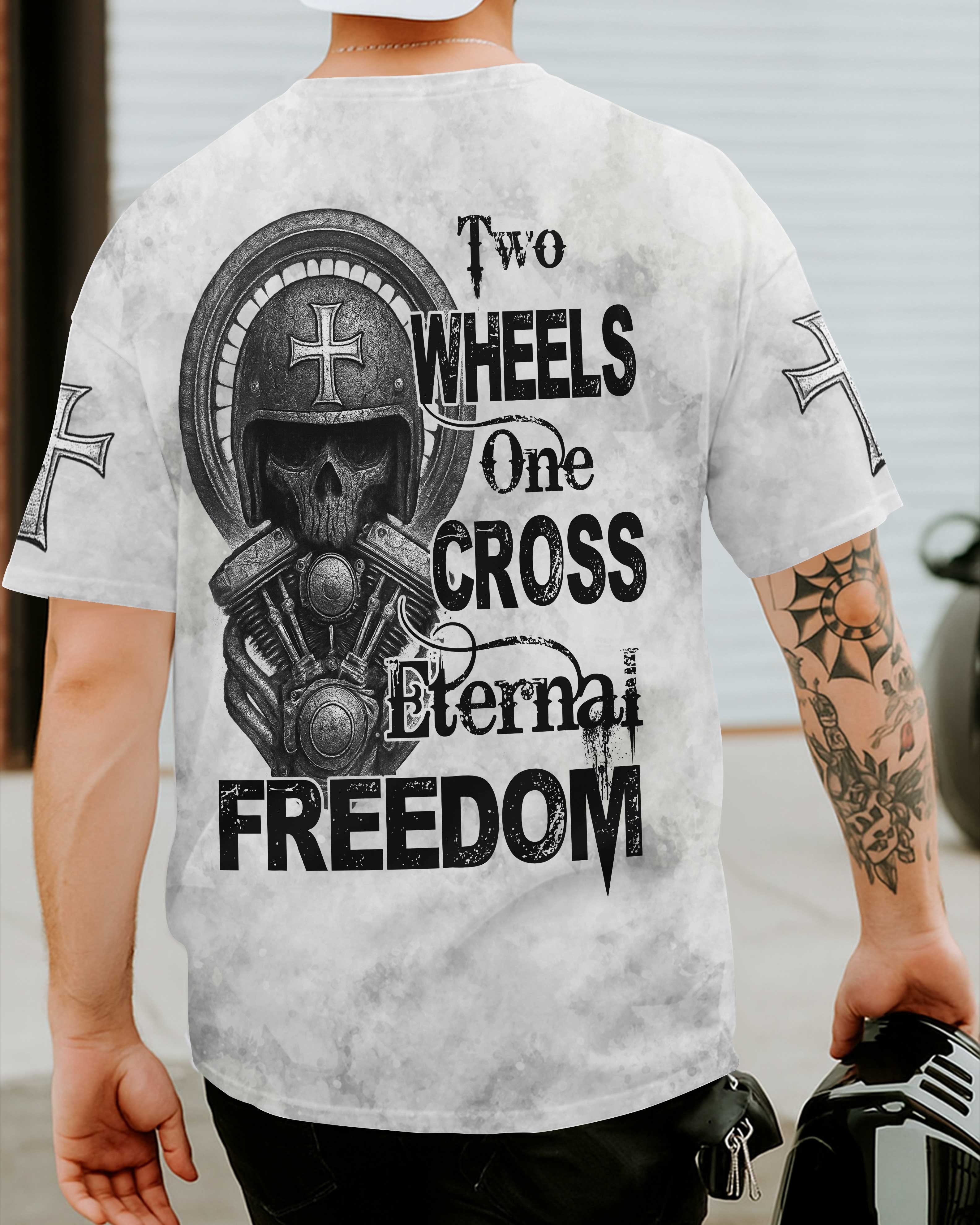 T-shirt Deux roues, une croix, liberté éternelle
