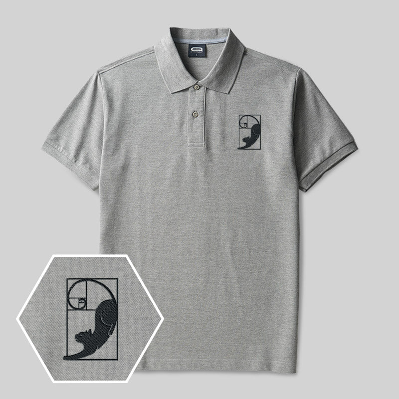 Fibonacci's Cat Geek Embroidered Polo Shirt