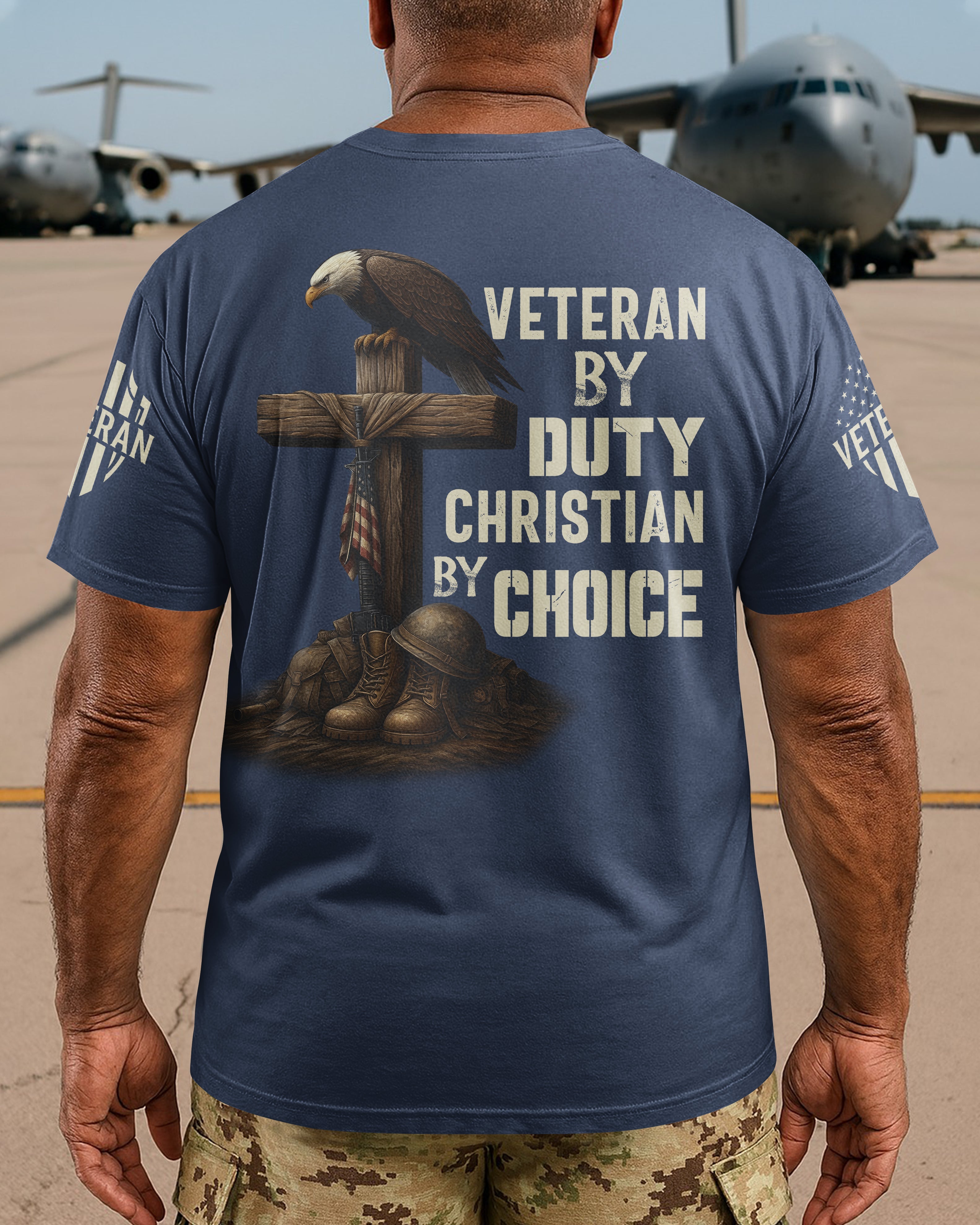 T-shirt à imprimé intégral « Vétéran par devoir »