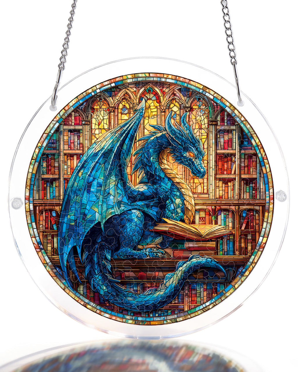 The Blue Dragon Library Light Suncatcher-Acrylic Window Art