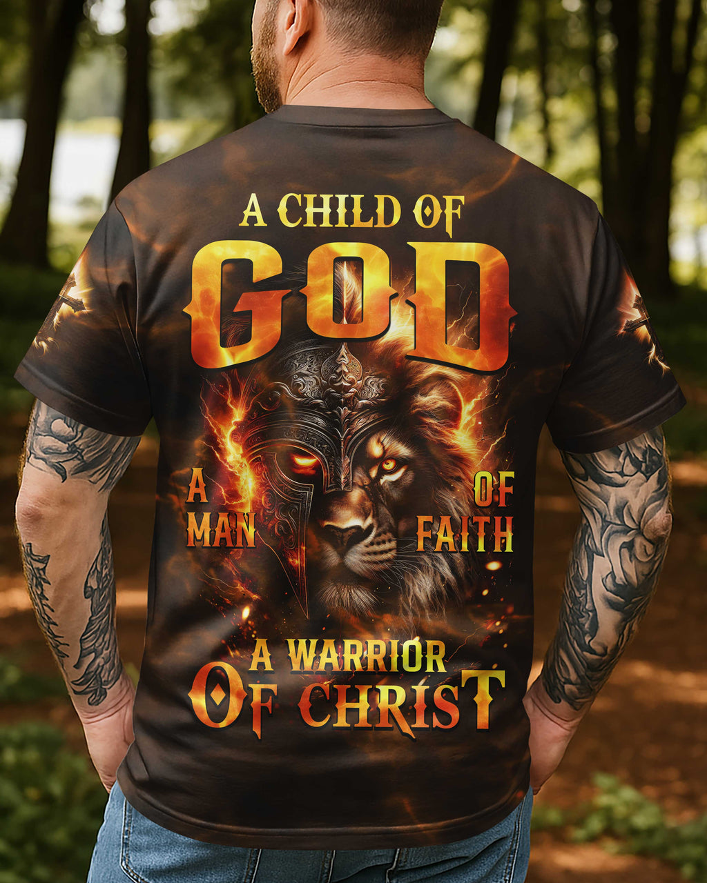 Ein Kind Gottes Ein Mann des Glaubens Ein Krieger Christi All Over Print T-Shirt