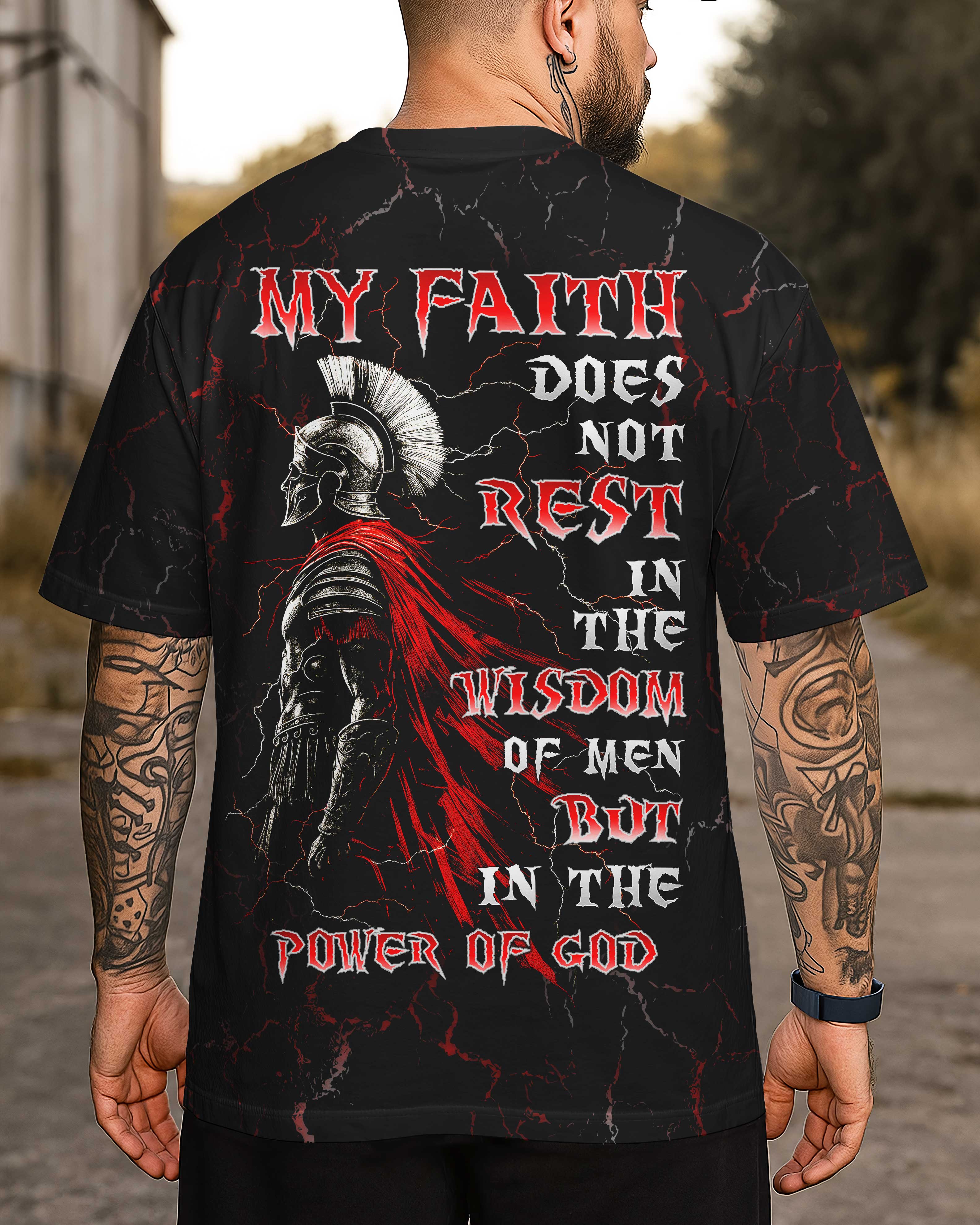 Mein Glaube ruht nicht in der Weisheit der Menschen All Over Print T-Shirt