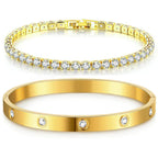 Tennis Chain Bracelet Cuff Set