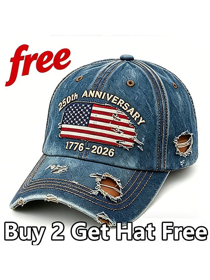 🏆Hand-Embroidered Artisan Cap💖US 250th Anniversary Casual Hat