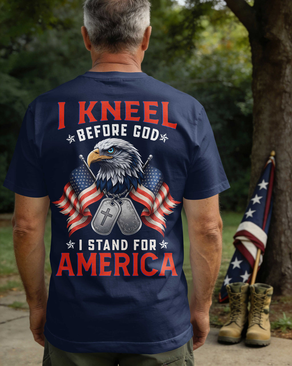 I Kneel Before God I Stand For America T-Shirt