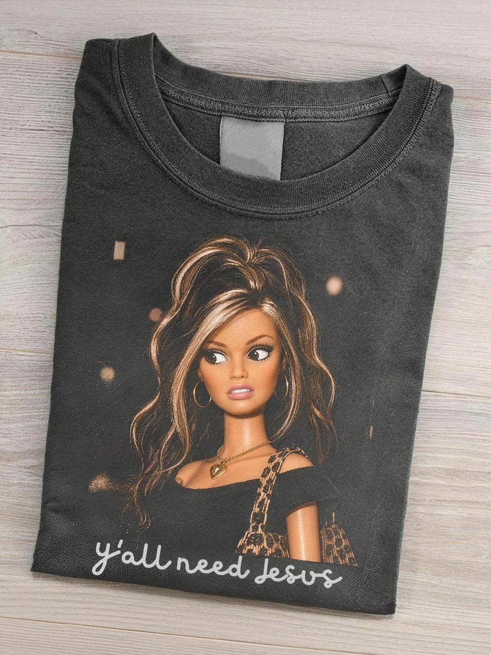 Women's "y'all need Jesus" Graphic Crew-Neck Short-Sleeve T-Shirt